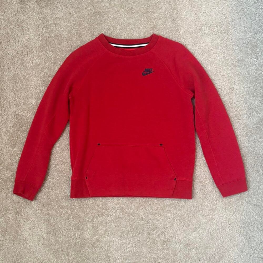 Nike tech fleece crewneck sweatshirt red size large kids 12/14